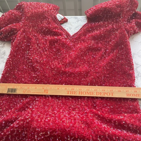 VGT 60’s SYLVIA ANN sequin cherry red dress size large - Picture 12 of 15